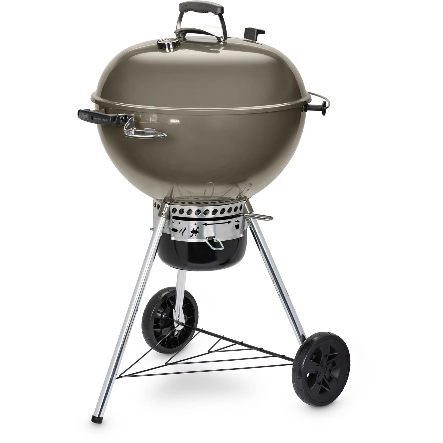 Weber Holzkohlegrill Master-Touch GBS Smoke Grey 57 cm mit Deckelthermometer und Rädern.