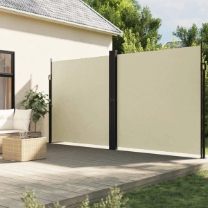 Ausziehbare furnicato Seitenmarkise in Creme, 220x1200 cm, für Terrasse und Balkon.