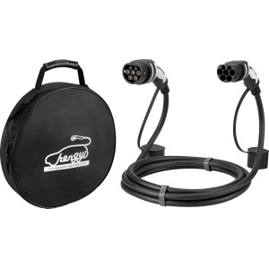 Typ 2 Ladekabel für Elektroautos, 5 m, mit Tasche. Geeignet für Ladestationen und Wallboxen.