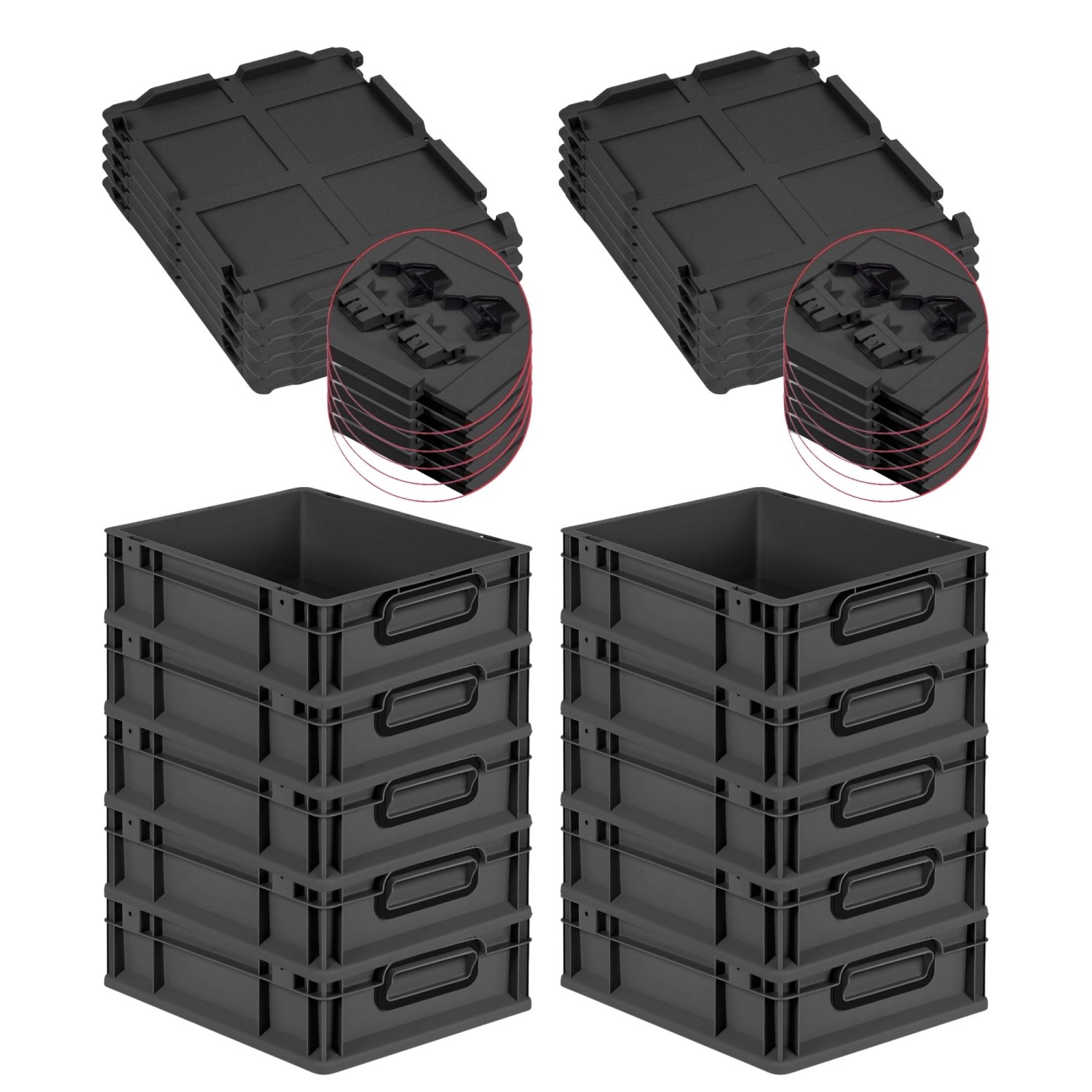 PROREGAL SuperSparSet 10x Eurobox Nextgen Color Mit Scharnierdeckel HxBxT 1 günstig online kaufen