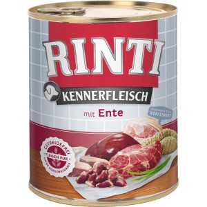 Rinti Kennerfleisch Ente, 800g Dose Hunde-Nassfutter mit hohem Fleischanteil.