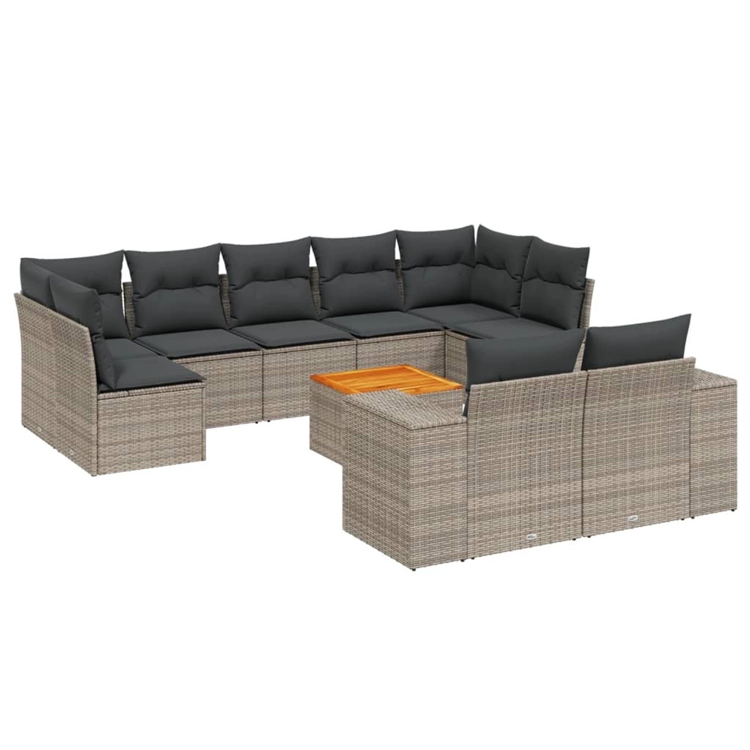 vidaXL 10-Tlg Garten-Sofagarnitur mit Kissen Grau Poly Rattan 3257929 günstig online kaufen