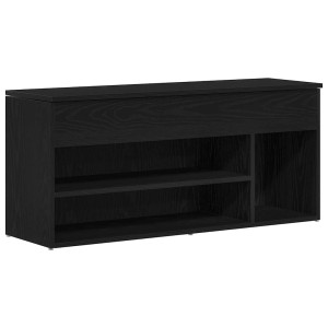 Schuhbank in Schwarz Eichen-Optik (102x30,5x45 cm) aus Holzwerkstoff für Flur oder Diele.