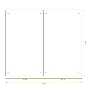 Banjado 2-teilige Glas Herdabdeckplatte 30x52cm, Motiv Strauss Rosen, mit Maßangaben.