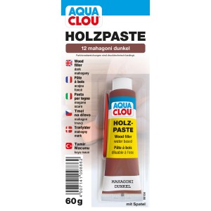 Clou Holzpaste, wasserverdünnbar, Mahagoni Dunkel, 60g Tube.