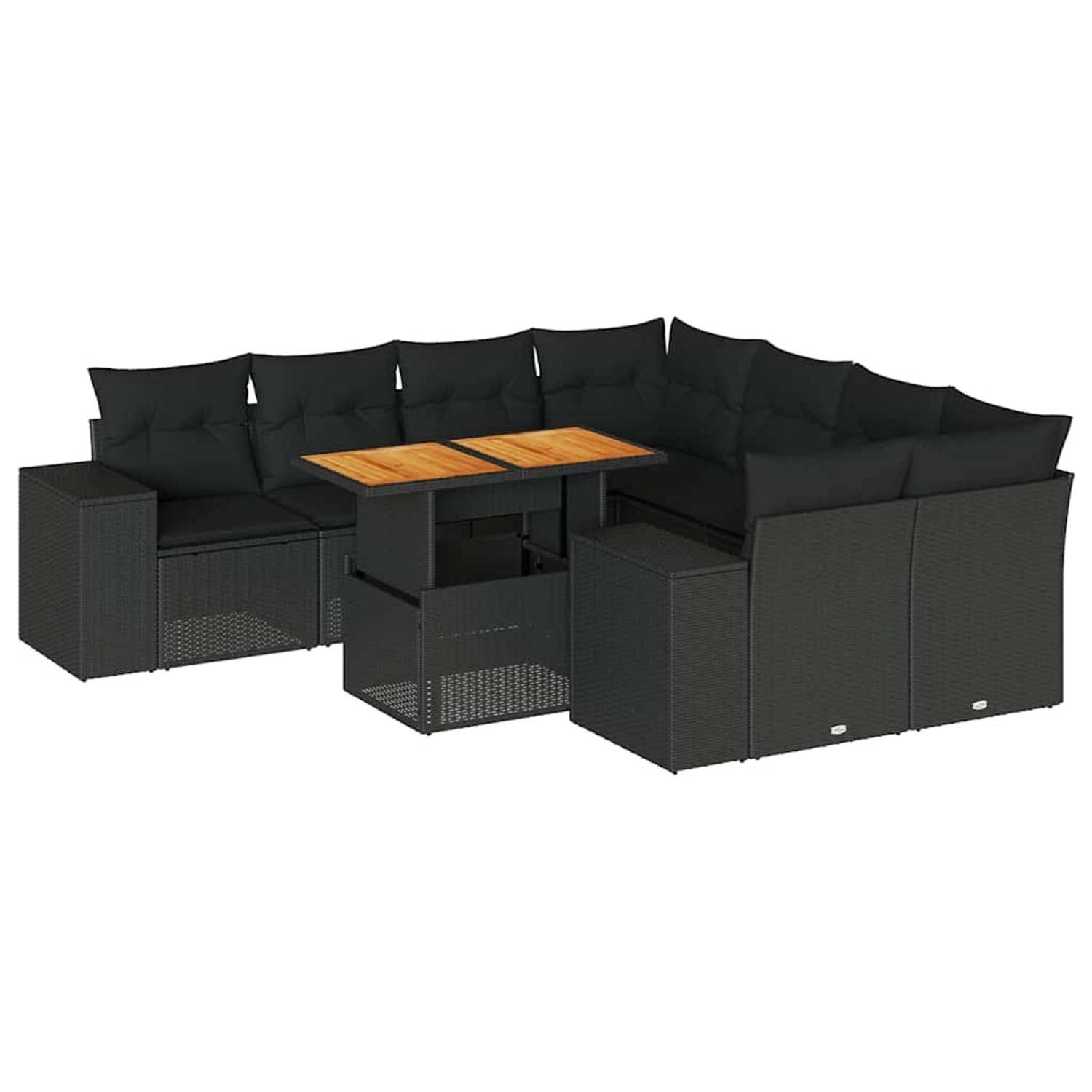 vidaXL 9-Tlg Garten-Sofagarnitur mit Kissen Schwarz Poly Rattan 3327352 günstig online kaufen
