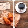 Allstar Glasabdeckplatten Nice Day 2er-Set: Croissants, Kaffee und "Have a Nice Day" auf Holz.