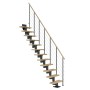 Dolle Mittelholmtreppe Dublin, Ahorn/Anthrazit, mit geraden Stufen und einseitigem Geländer.