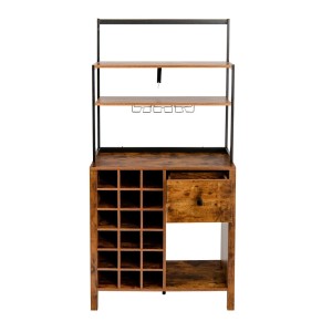 Costway Küchenschrank 160 cm 4 Ebenen Weinregal 18 Flaschen