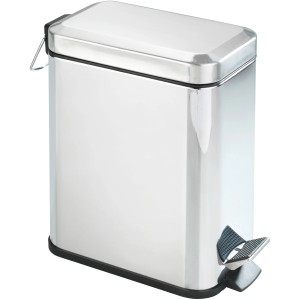 Wenko Treteimer Square, 5 l, silber glänzend, aus Edelstahl. Kosmetikeimer mit Tretfunktion.