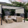 Beliani Garten-Pergola PARGA, beige/schwarz, mit Lounge-Set und LED-Beleuchtung.