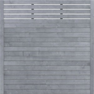 Graues Sichtschutzzaun Element Neo Design mit Gitter, 179x179 cm, FSC®-zertifiziert.