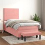 Rosa vidaXL Boxspringbett (90x190 cm) mit Matratze und Bank, Samtbezug.