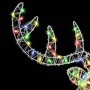 Buntes Acryl-Geweih eines Rentierkopfs mit farbigen LED-Lichtern. Festliche Weihnachtsdekoration.