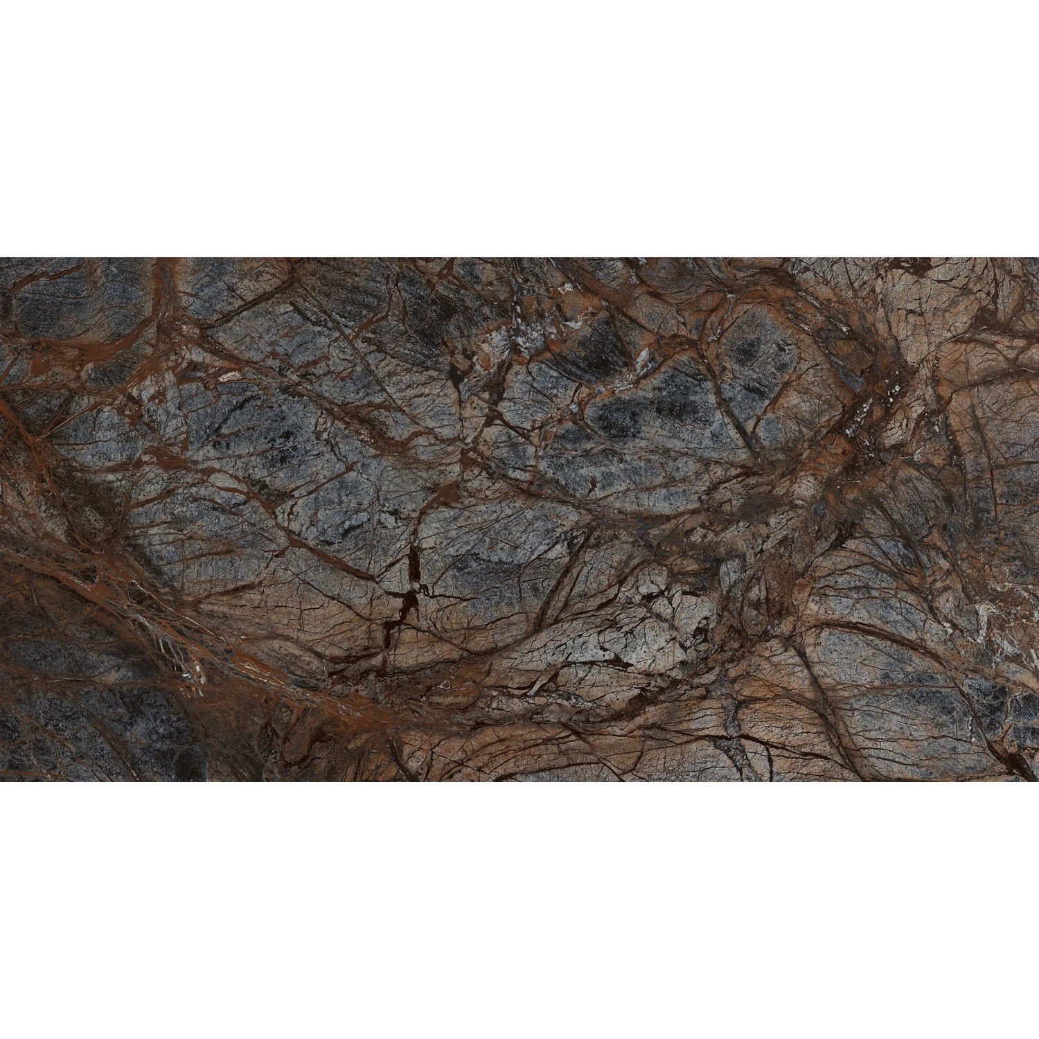 Feinsteinzeug Bodenfliese, 60x120 cm, Steinoptik, polierte Glasur für Innenräume.