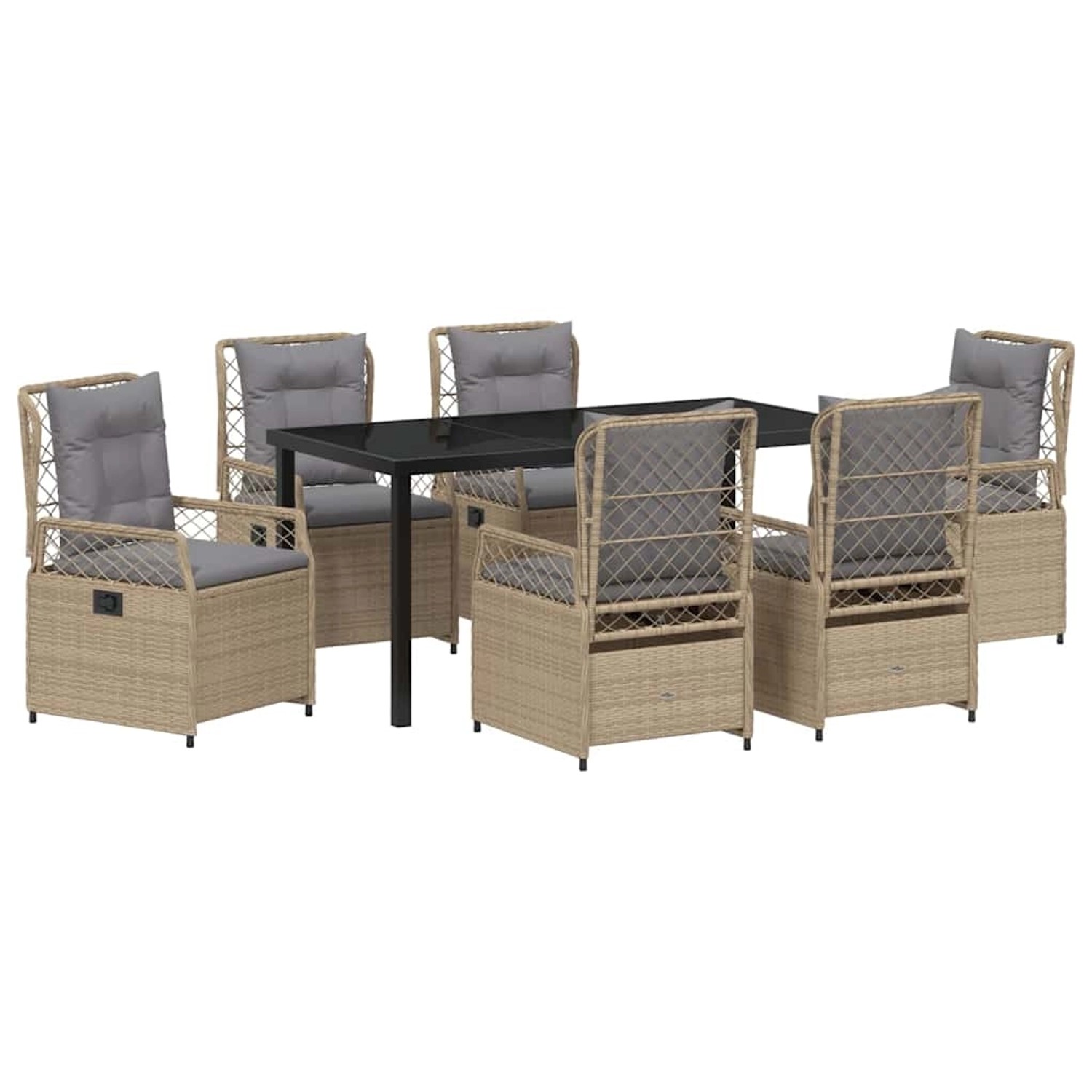 vidaXL Garten Essgruppe 7-Tlg Beige Poly Rattan 3381006 günstig online kaufen