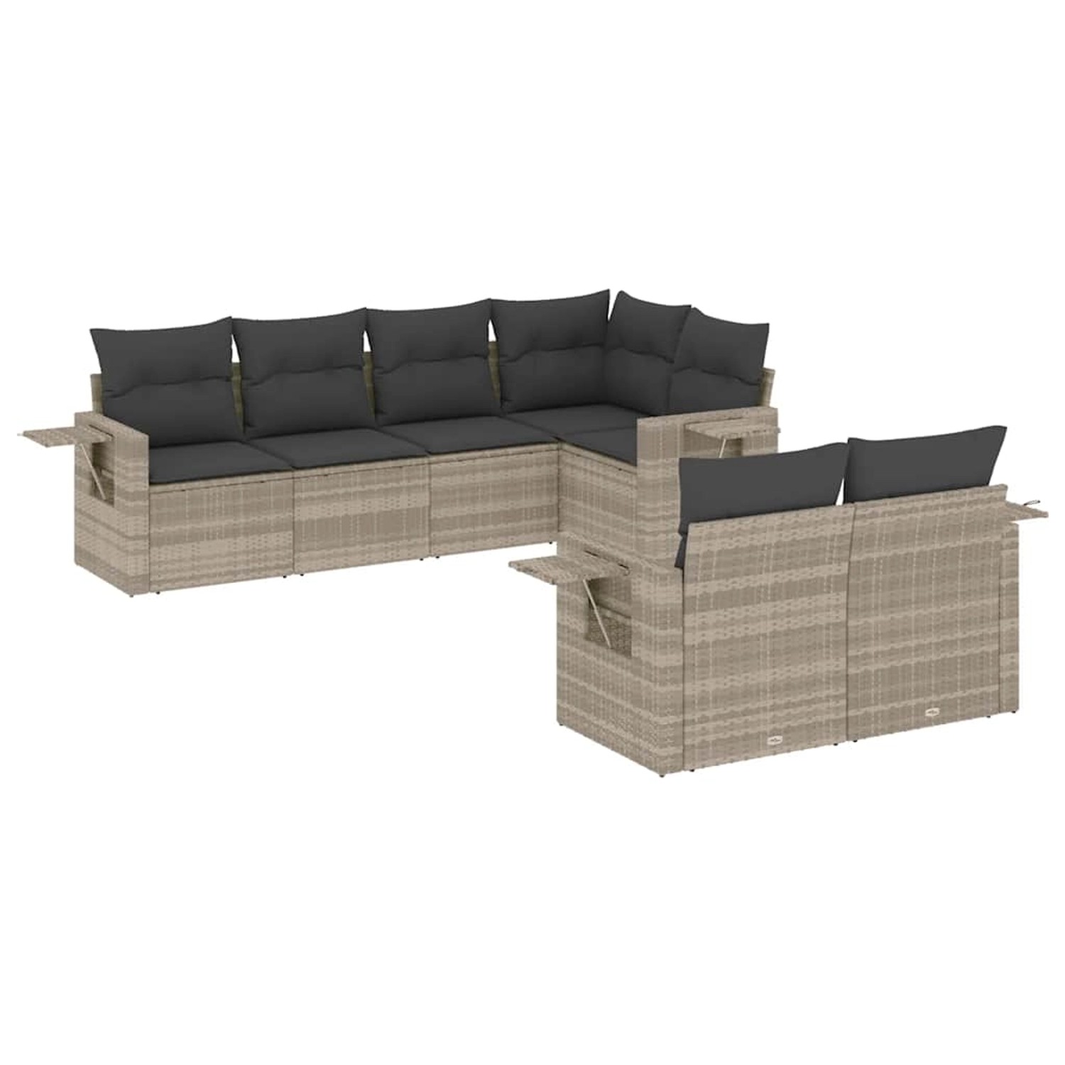 vidaXL 7-Tlg Garten-Sofagarnitur mit Kissen Hellgrau Poly Rattan 3220411 günstig online kaufen