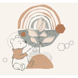 Komar Vliesfototapete mit Winnie Pooh Motiv und Regenbogen, ideal für Kinderzimmer.