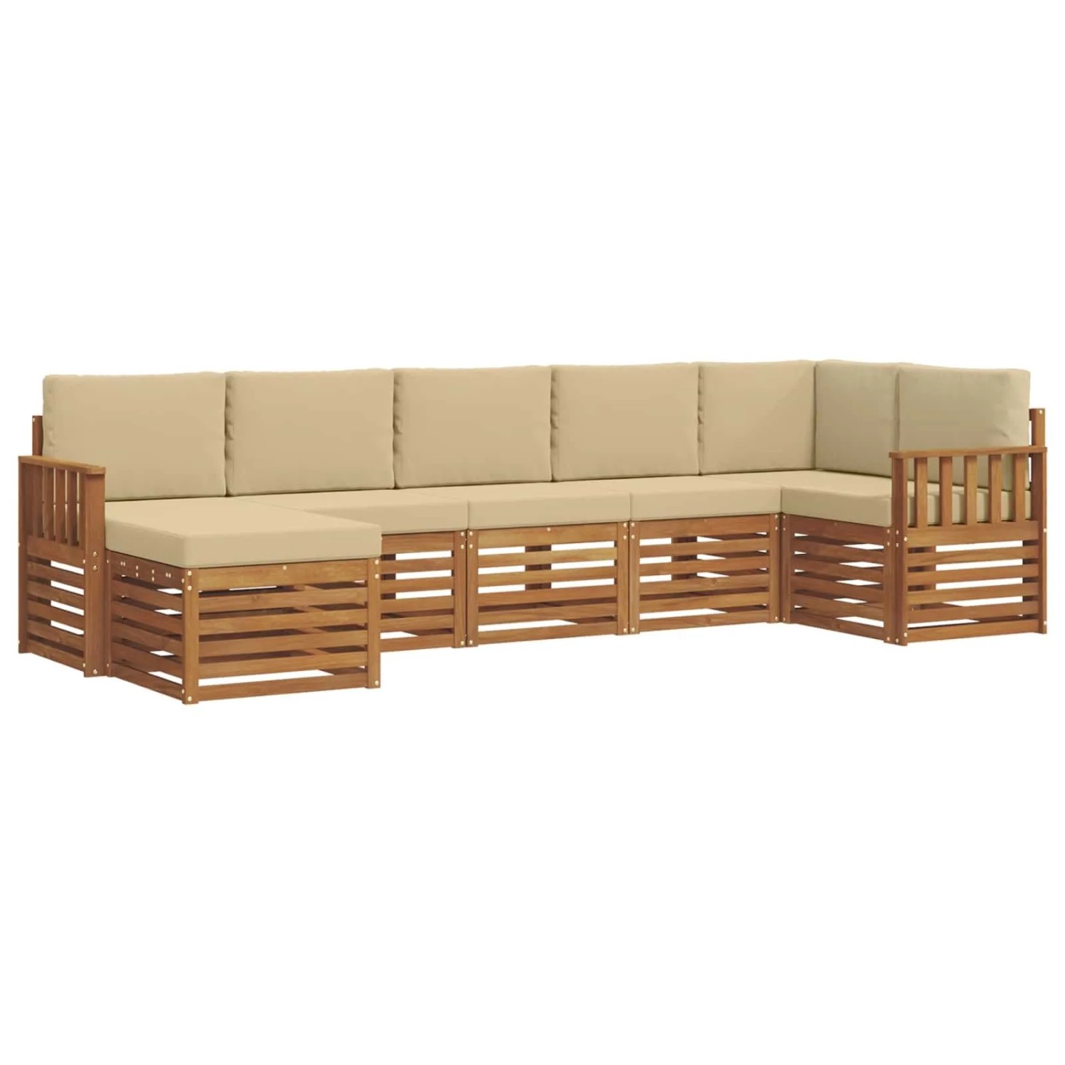 vidaXL Sofagarnituren 7 Tlg Natur und Beige Massivholz Akazie 3375163