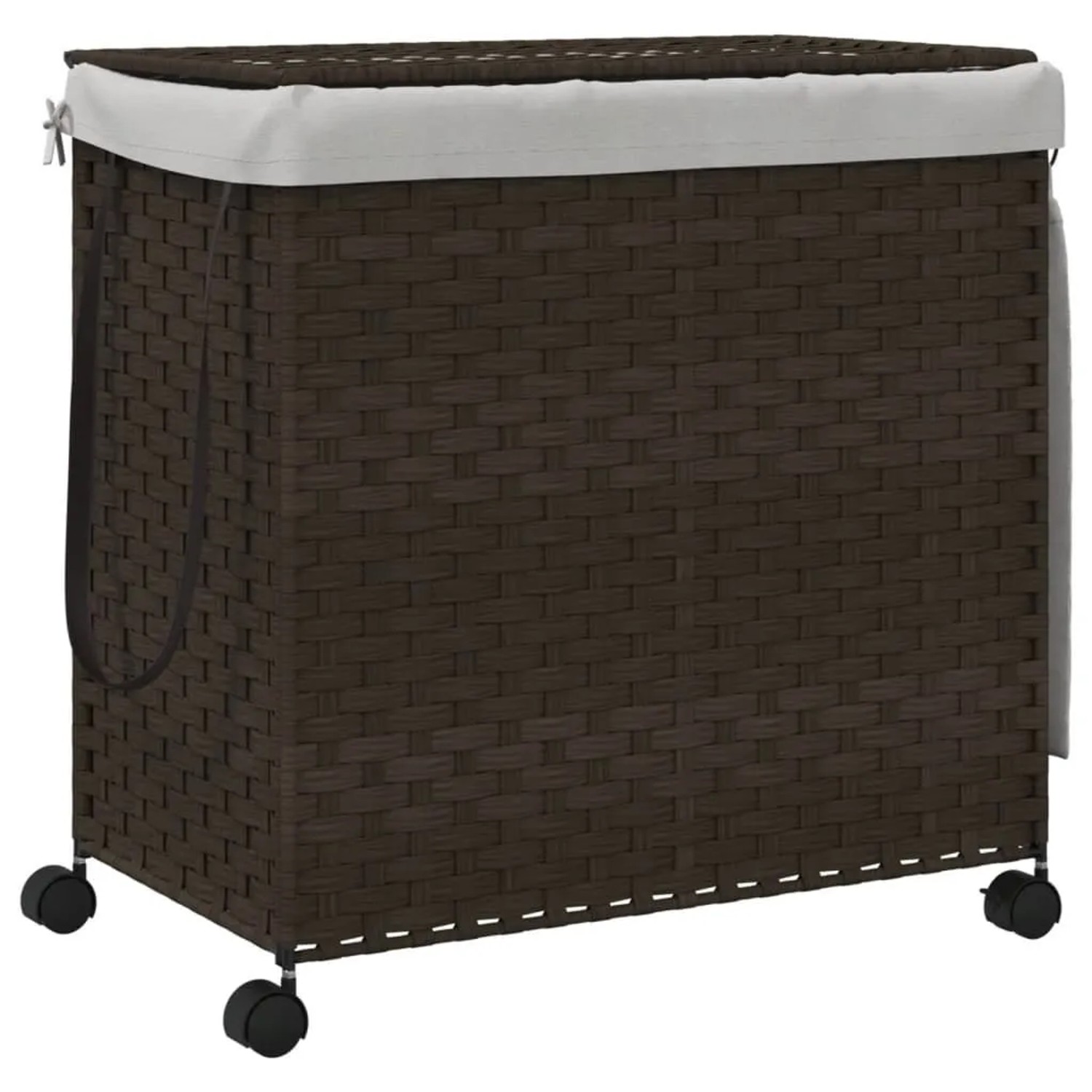 vidaXL Wäschekorb mit Rollen Dunkelbraun 60x35x60,5 cm Rattan 372040