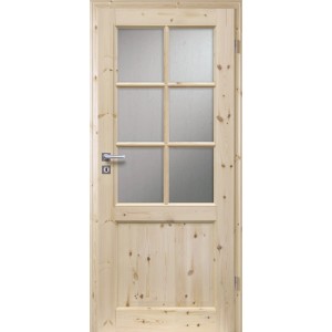 Radex Landhaus Zimmertür Kiefer mit klarem Glas, 860x1985 mm, Rechtsanschlag.