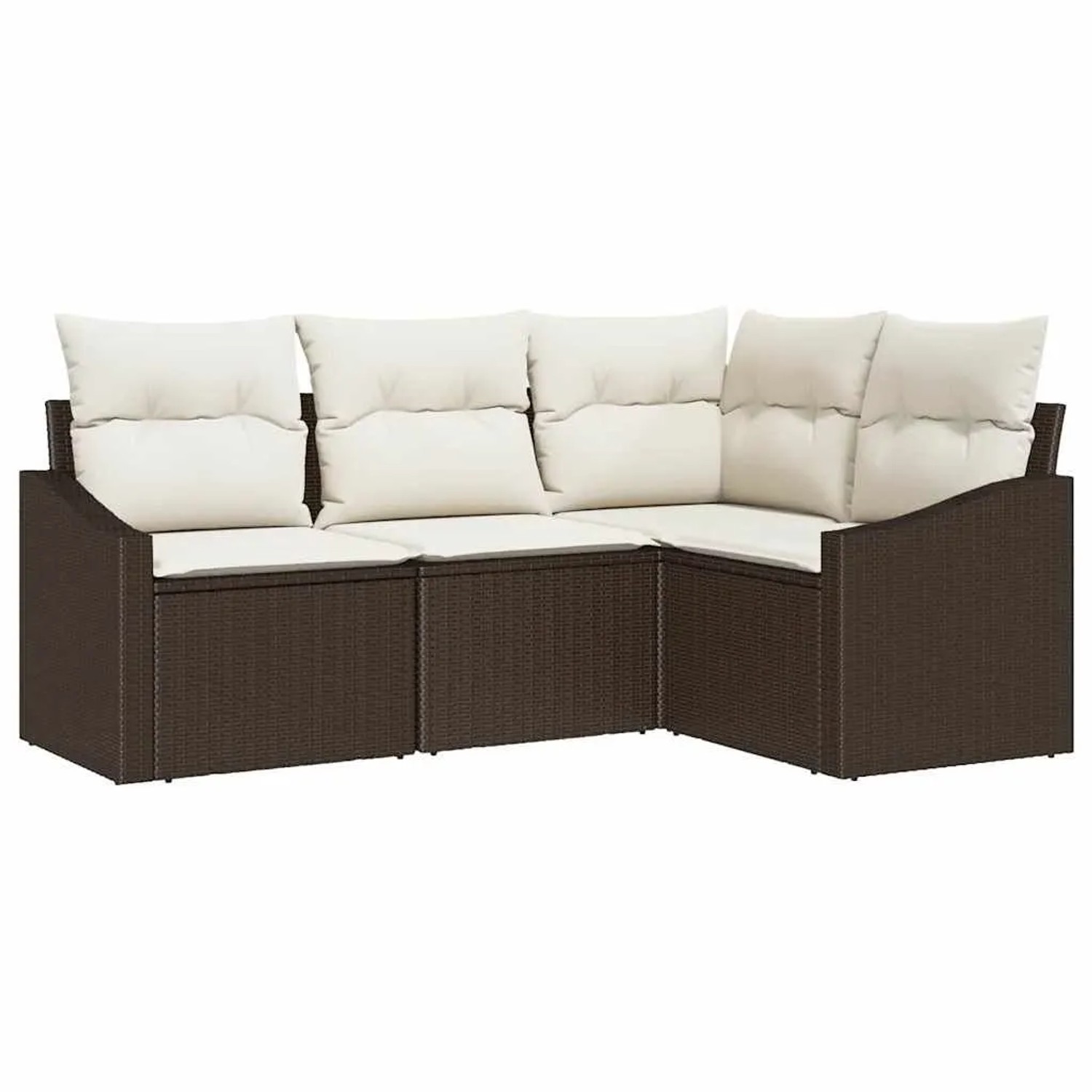 vidaXL Gartensofa-set mit Kissen 4-Tlg Braun und Weiß Poly-Rattan 3355367 günstig online kaufen