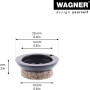 Wagner Verstellfuß Justus Slim mit Wollfilz Gleiteinsatz, Maße dargestellt.