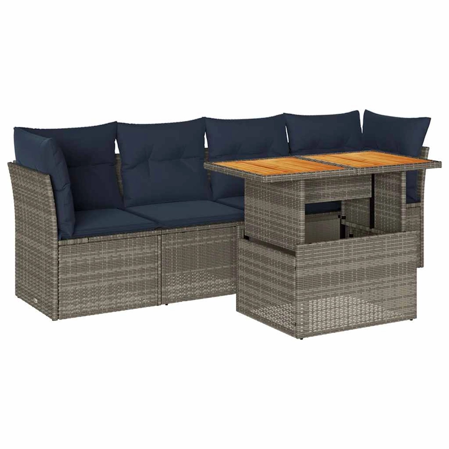 vidaXL 5-Tlg Garten-Sofagarnitur mit Kissen Grau Poly Rattan 3326882 günstig online kaufen