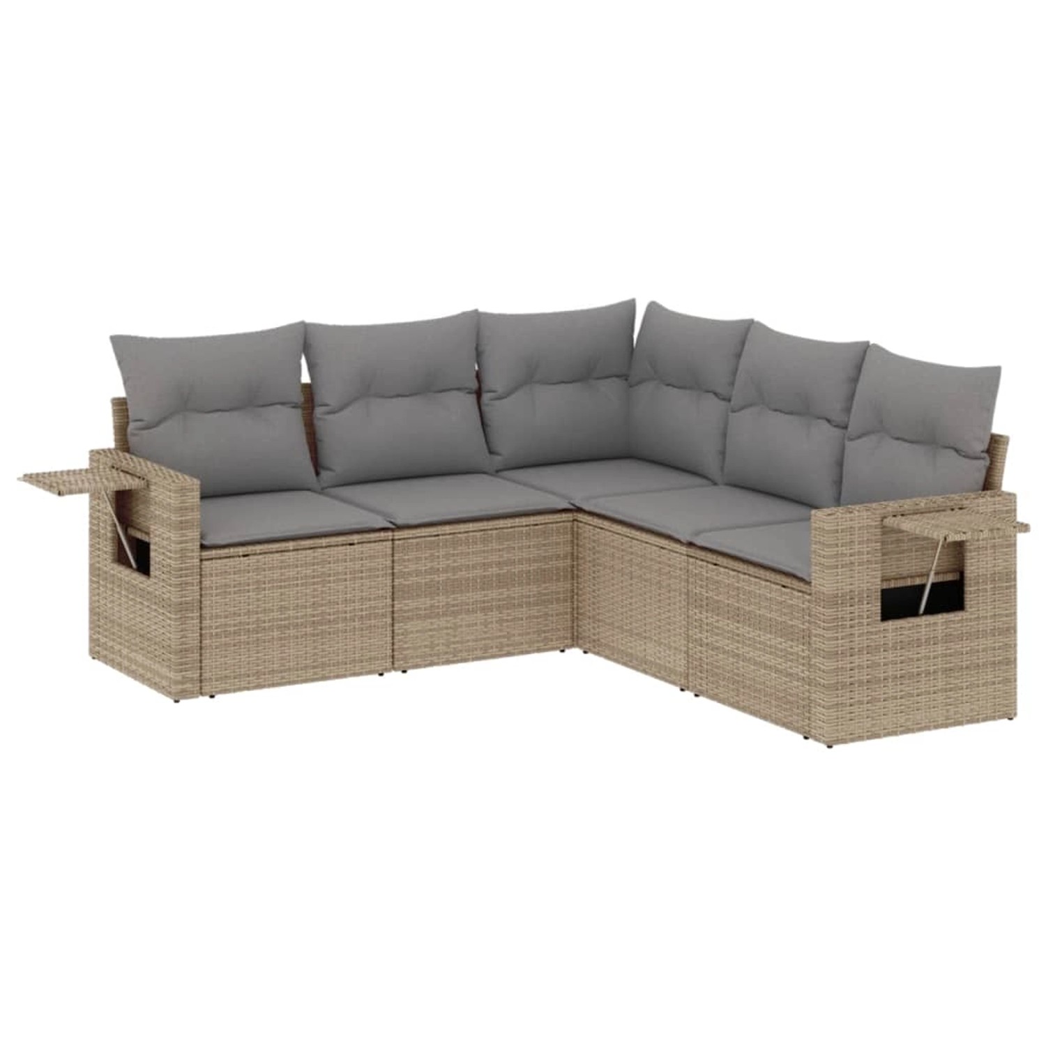vidaXL 5-Tlg Garten-Sofagarnitur mit Kissen Beige Poly Rattan 3220148 günstig online kaufen