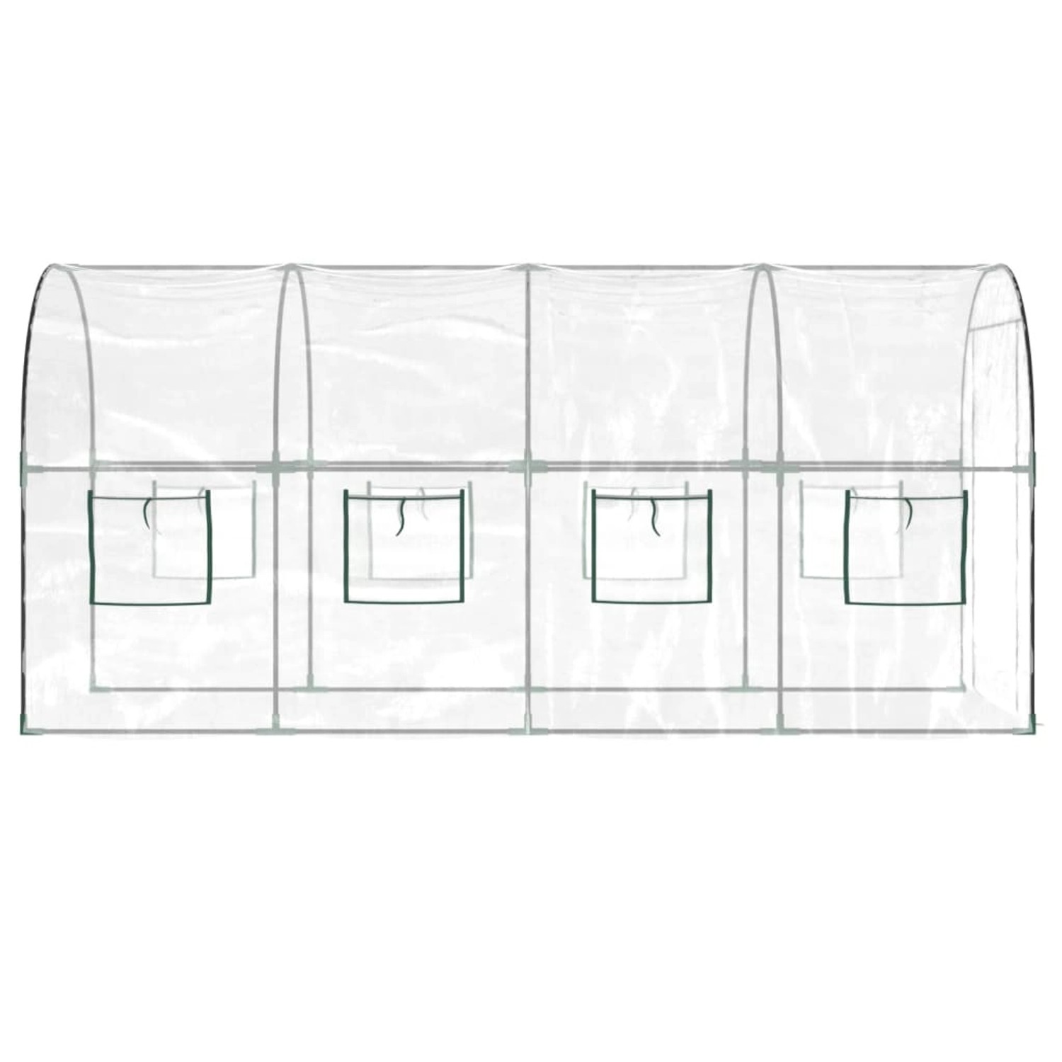 Transparentes furnicato Gewächshaus (160x400x190 cm) aus PVC und Stahl mit Rollfenstern.