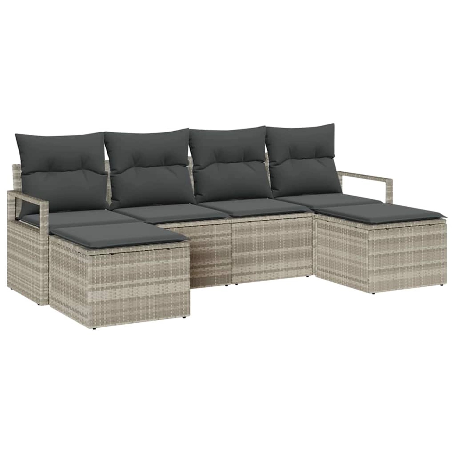 vidaXL Garten-Sofa-Set 6-Tlg Hellgrau Poly Rattan 3346492 günstig online kaufen