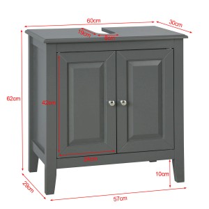 SoBuy Waschbeckenunterschrank Badschrank mit 2 Türen MDF 60x62x30cm Grau FRG202-DG