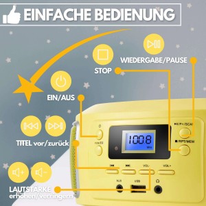 Cyberlux CL-950 Kinder CD-Player Tragbar CD/MP3/USB Radio Gelb