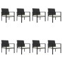 vidaXL 9-tlg. Garten-Essgruppe aus Poly Rattan, schwarz, mit 8 Stühlen und Tisch.