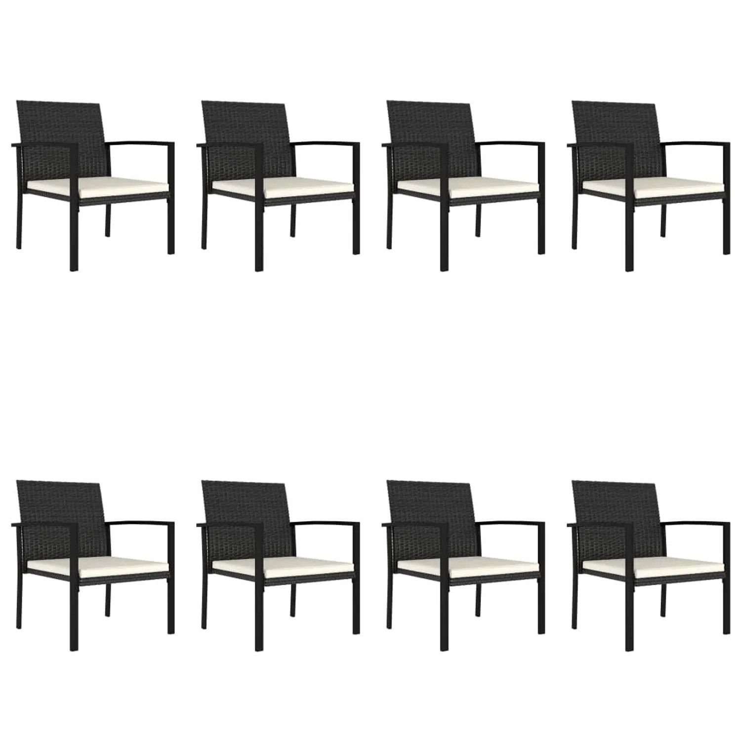 vidaXL 9-tlg. Garten-Essgruppe aus Poly Rattan, schwarz, mit 8 Stühlen und Tisch.
