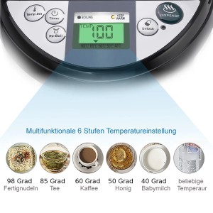 Steinborg Thermopot SB-2015: Bedienfeld mit Temperaturanzeige und Temperatureinstellungen.