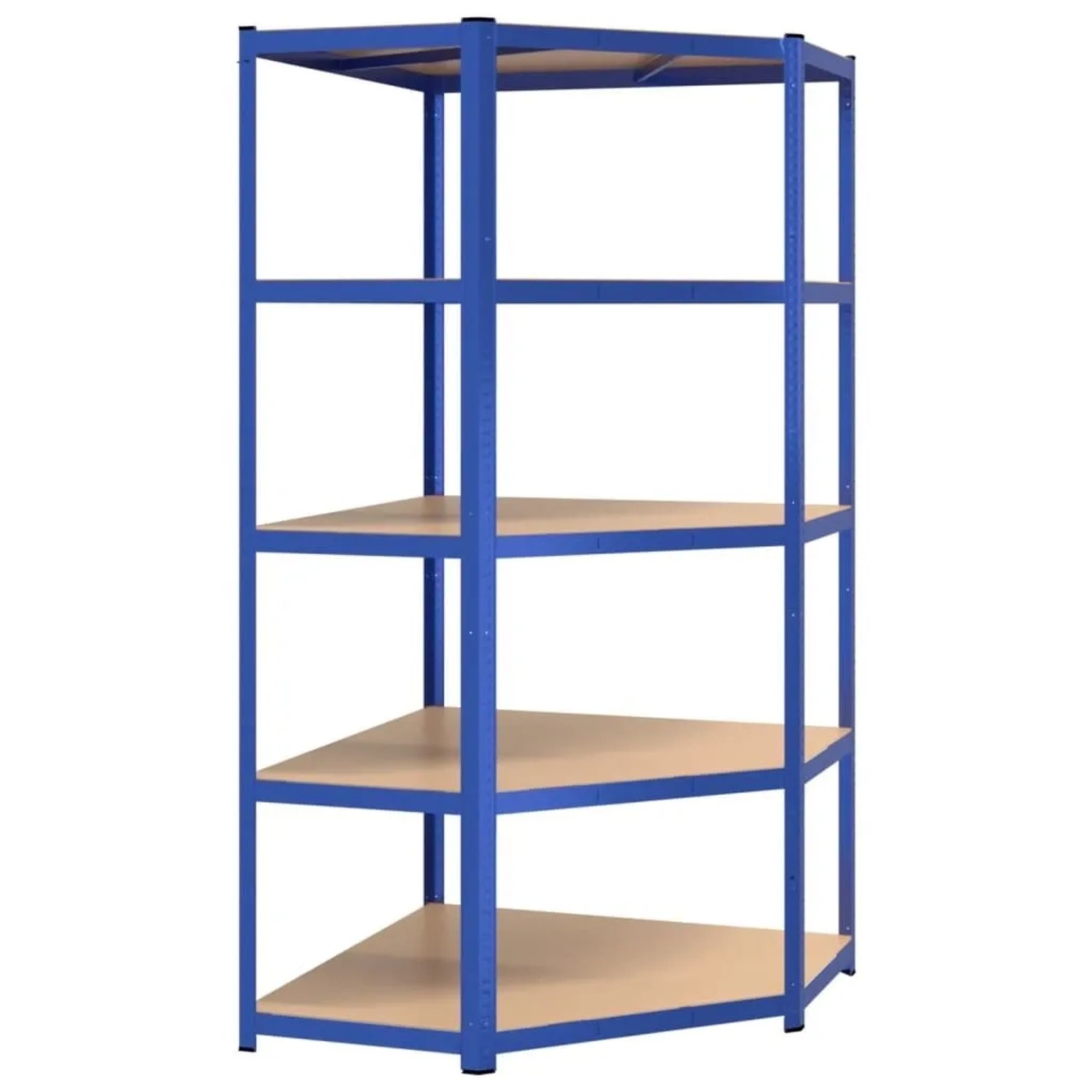 vidaXL Eckregal mit 5 Böden Blau Stahl & Holzwerkstoff 152870