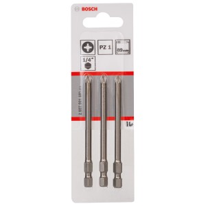 Bosch Schrauberbit Extra Hard PZ1, 89mm, 3er-Set, geeignet für allgemeine Schraubarbeiten.