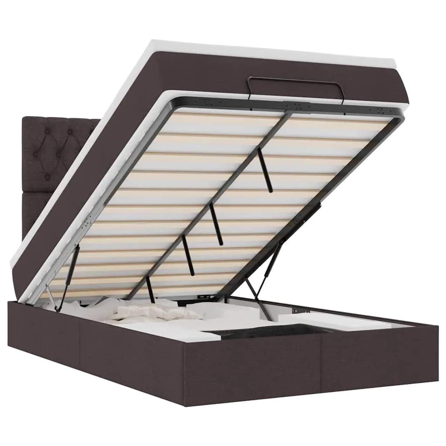 vidaXL Ottoman-Bett mit Matratze Dunkelbraun 120x190 cm Stoff 3313226