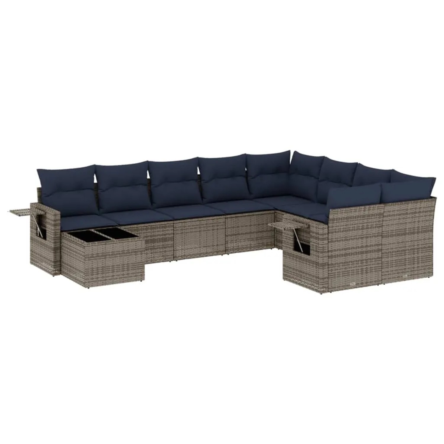 vidaXL 10-Tlg Gartensofa-Set mit Kissen Grau Polyrattan 3220660 günstig online kaufen