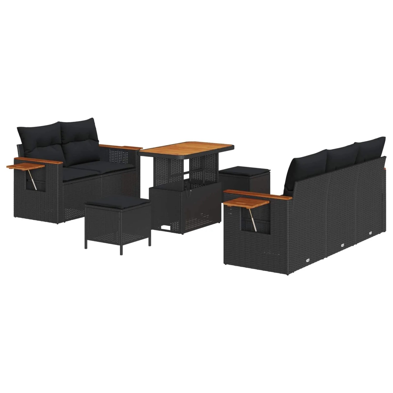vidaXL Gartensofa-set mit Kissen 8-Tlg Schwarz 3363119