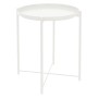 Weißer, runder ML-Design Beistelltisch mit abnehmbarem Tablett aus Metall, 45x52 cm.