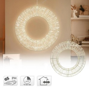 Leuchtender LED Metallkranz (50cm) von ECD Germany mit Timer für stimmungsvolle Weihnachtsdekoration.