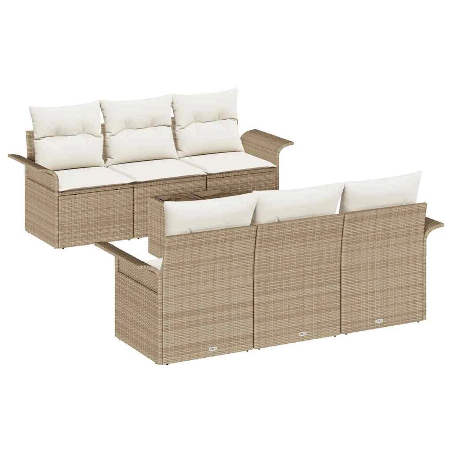 vidaXL Garten-Sofa-Set 7-Tlg Beige Poly Rattan 3345251 günstig online kaufen