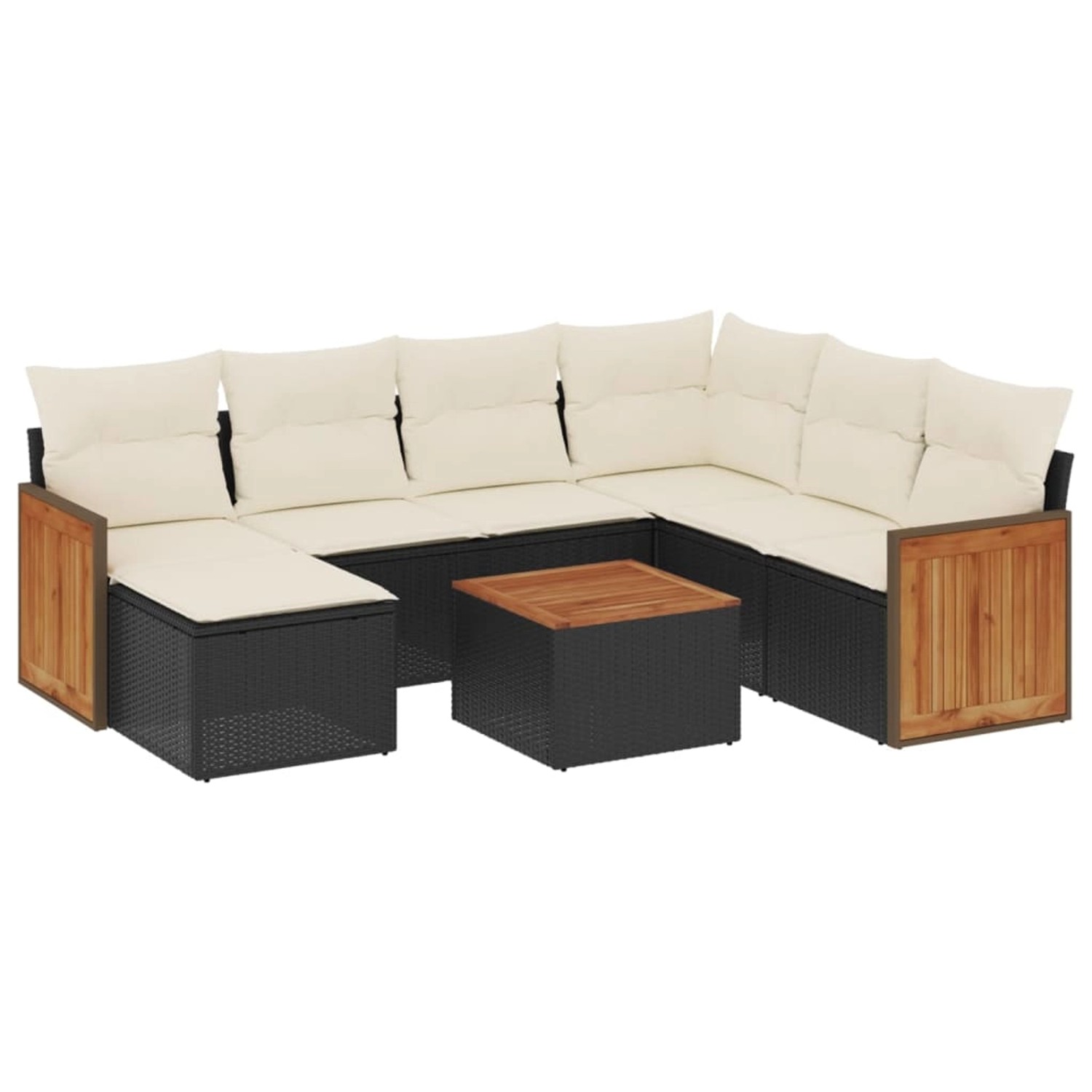 vidaXL 8-Tlg Garten-Sofagarnitur mit Kissen Schwarz Poly Rattan 3260292 günstig online kaufen