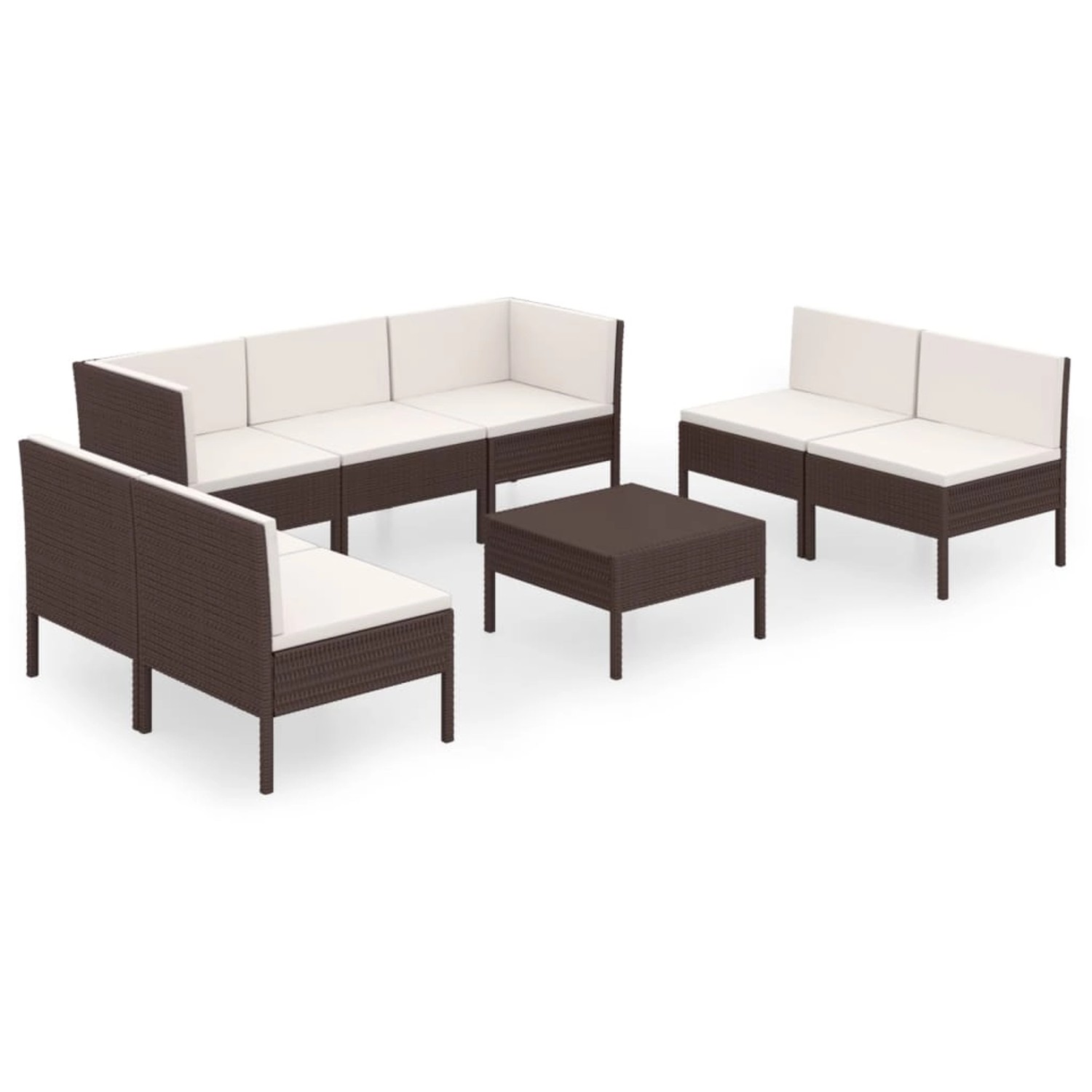 vidaXL 8-tlg Garten-Lounge-Set mit Auflagen Poly Rattan Braun Modell 16