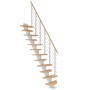 Dolle Mittelholmtreppe Berlin, Buche/Weiß, variable Geschosshöhe bis 247 cm, mit Geländer.