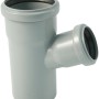 Marley HT-Abzweig 67° DN 110/75, Abflussrohrsystem aus grauem Polypropylen mit Steckmuffe.