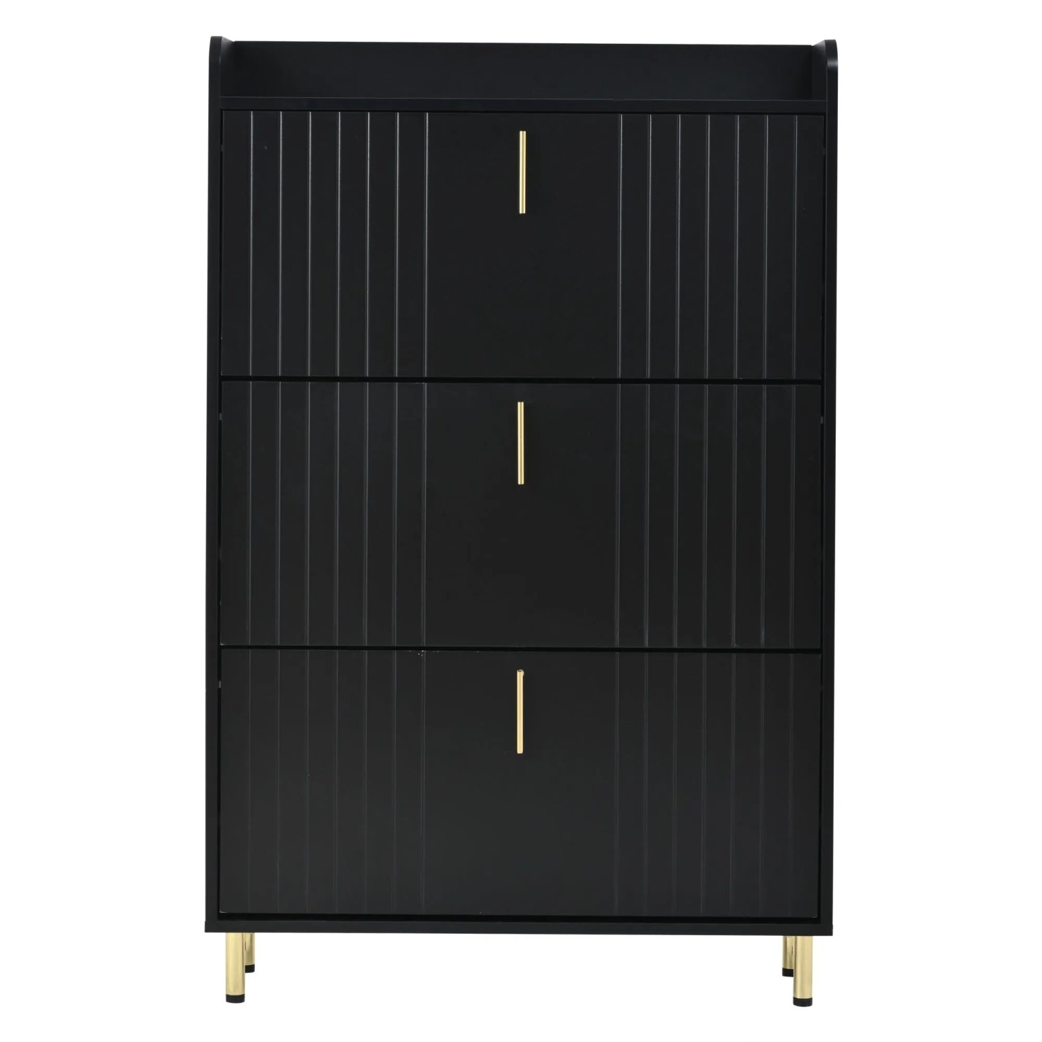 Merax Schuhschrank mit 3 Klappen 6 Fächer Schuhkipper Schwarz 80x24x124 cm
