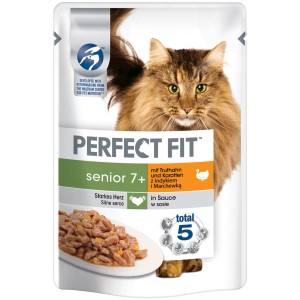 Perfect Fit Senior Katzen-Nassfutter Truthahn, 85g Portionsbeutel für ältere Katzen.